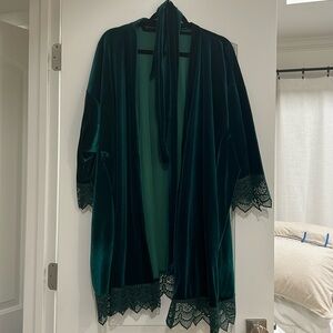 Green Velvet Robe with tie.
